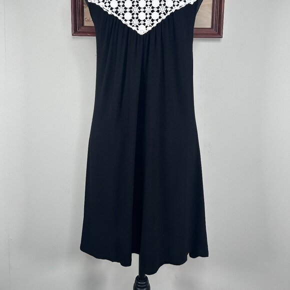 Kenneth Cole Reaction A-Line Dress Women's Medium Black White Crochet Casual - Picture 5 of 13